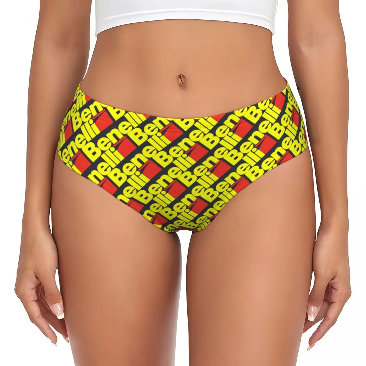 Custom Yellow Benelli Firearm Shooter Briefs Underwear Womens Comfortable Stretch Panties