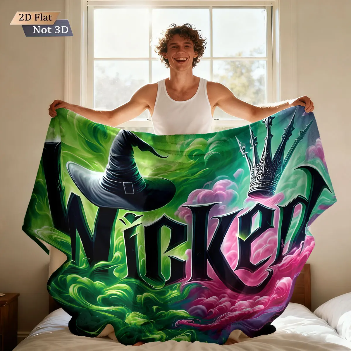 1pc Magic Wicked Witch Print 230 Flannel Blanket, Casual And Comfortable Nap Blanket, Multiple Sizes Machine Washable