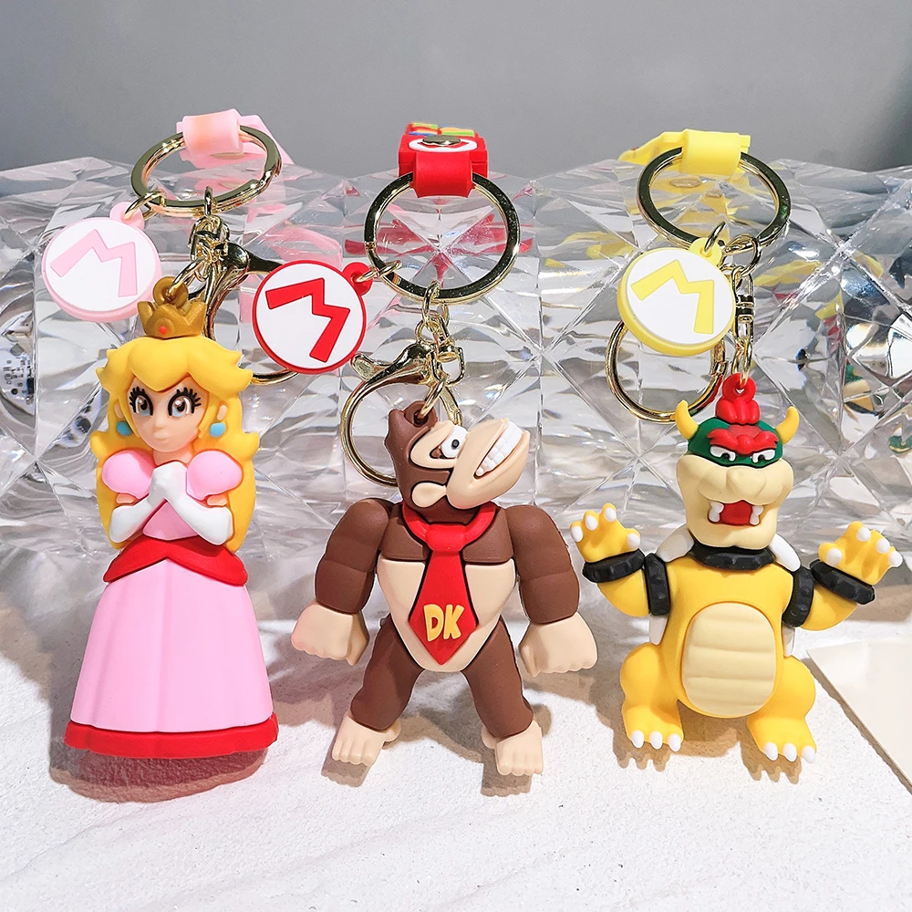 6 style Keychain Mario Bros Luigi Super Mario Toad Yoshi Bowser Action Figure Model PVC Cartoon Bag Doll Pendant Toys Gift