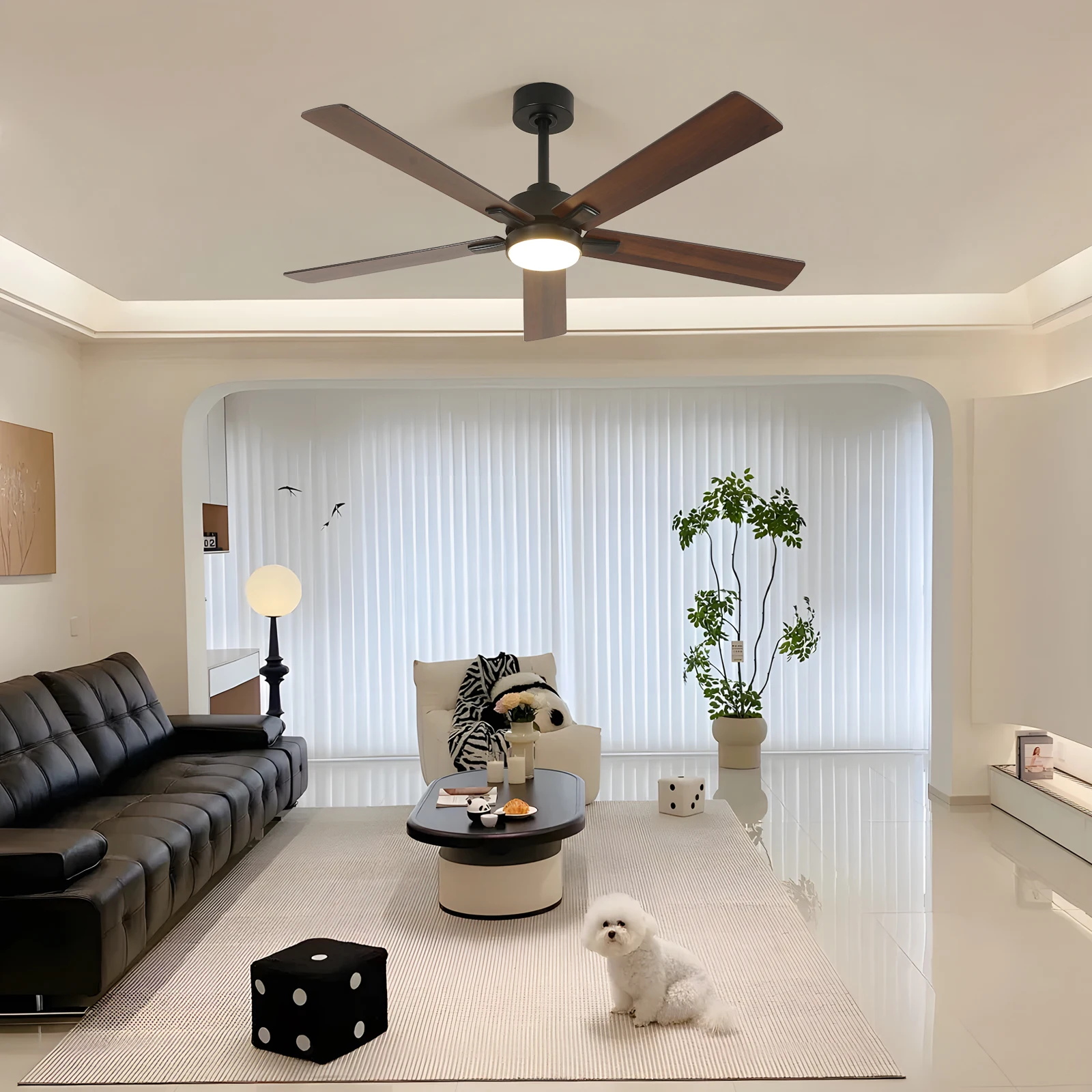 Ventiladores de techo regulables con luces, ventilador de techo LED con control remoto, lámpara de ventilador de techo con temperatura ajustable de 3 colores 3000K-6500K