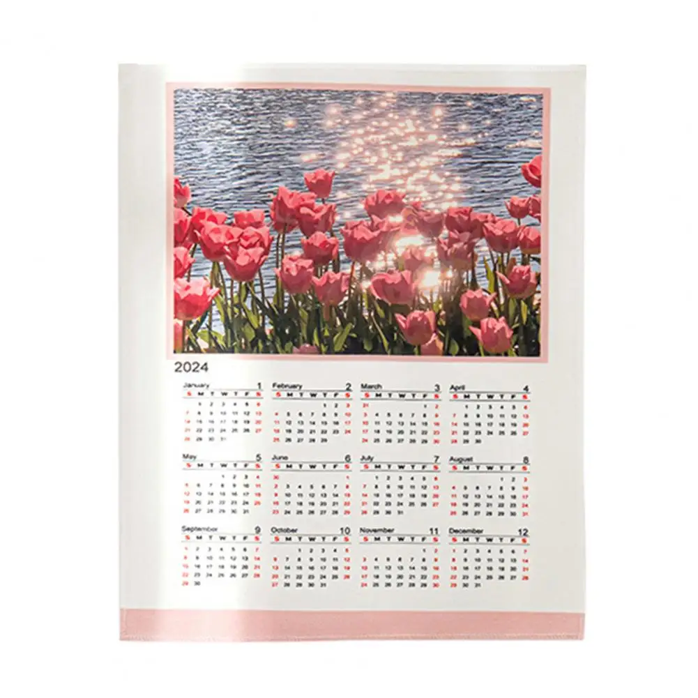 2024 Calendar Hanging Cloth Soft Rich Color Exquisite Pattern Easy Install Decorative Wall Tapestry