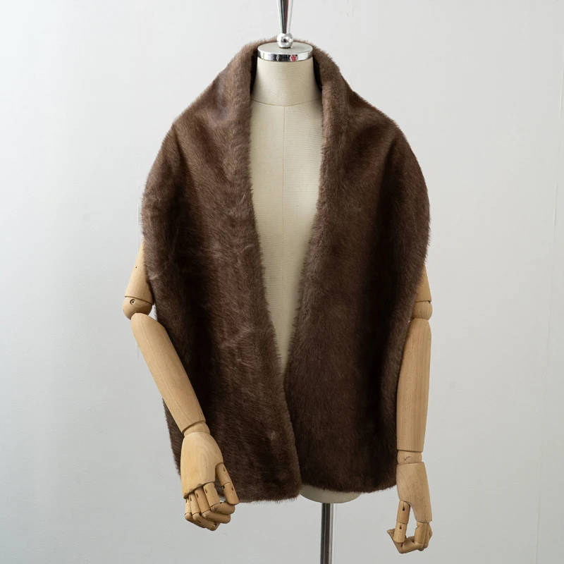 Szal damski ze sztucznego futra, szalik z imitacji futra norek