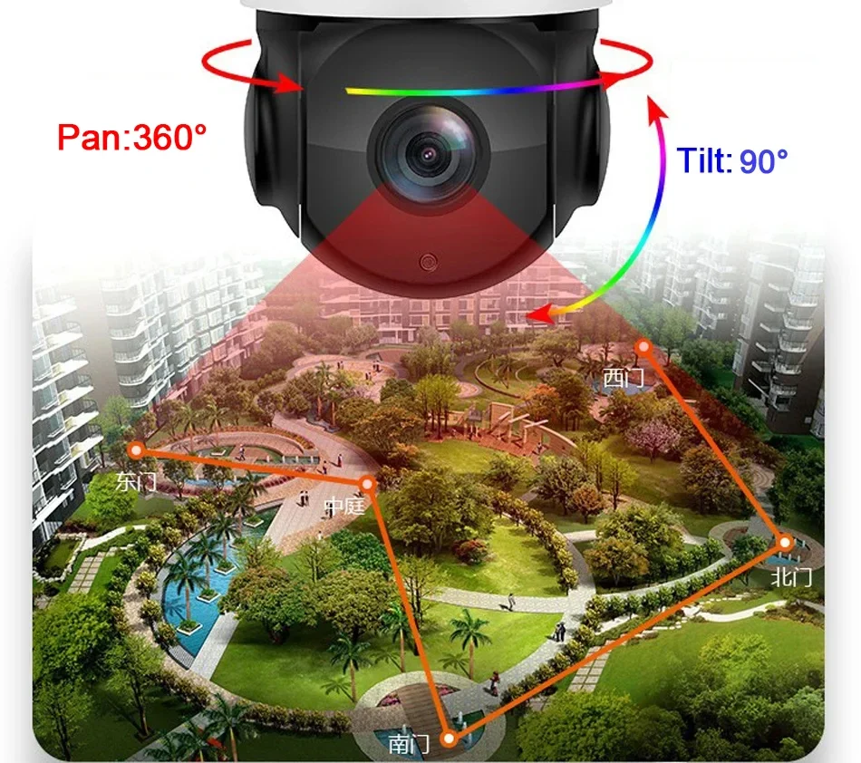 Metal Onvif Laser Infrared Auto Tracking Cruise 8MP 4K 54X Optical Zoom 360° Rotation Audio POE PTZ Speed Dome IP Camera