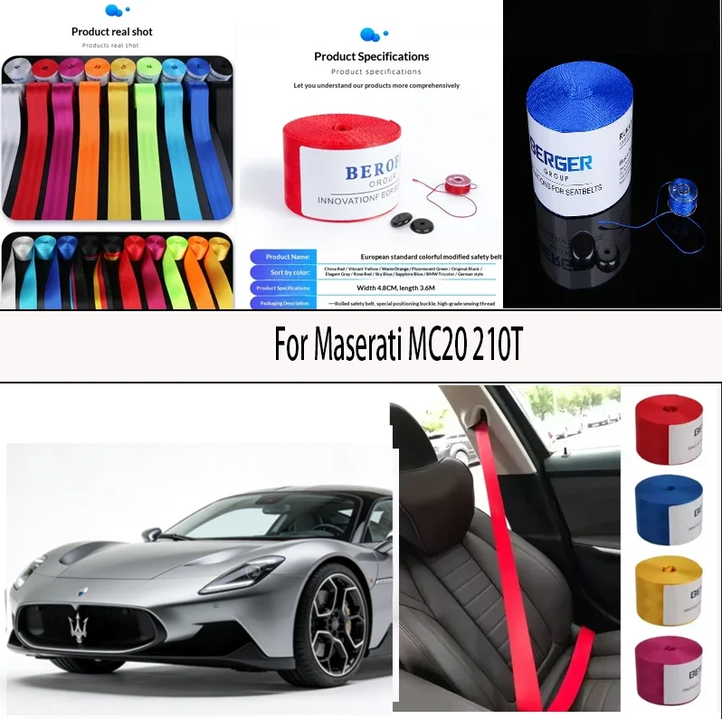 

For Maserati MC20 210T Car Seat Belt Seatbelt Webbing Lap Retractable Safety Strap 48MM