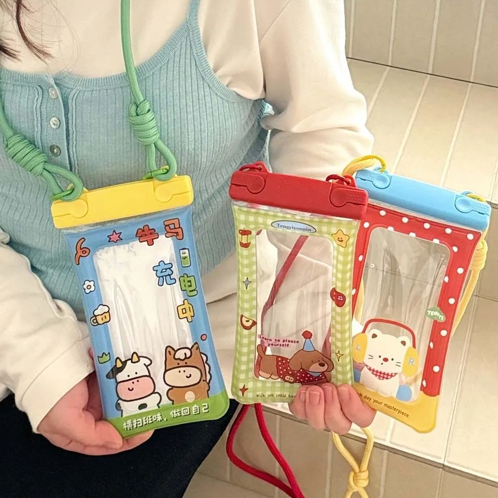 Adjustable Strap Waterproof Phone Pouch Cartoon Animal Printed Lightweight Crossbody Dry Bag Sealed Large Capacity view 4