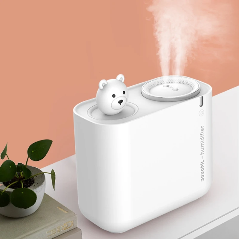 3000ML Ultrasonic Home Air Humidifier Double Nozzle Cool Mist Aroma Diffuser Cute Bear Heavy Fog USB Humidificador