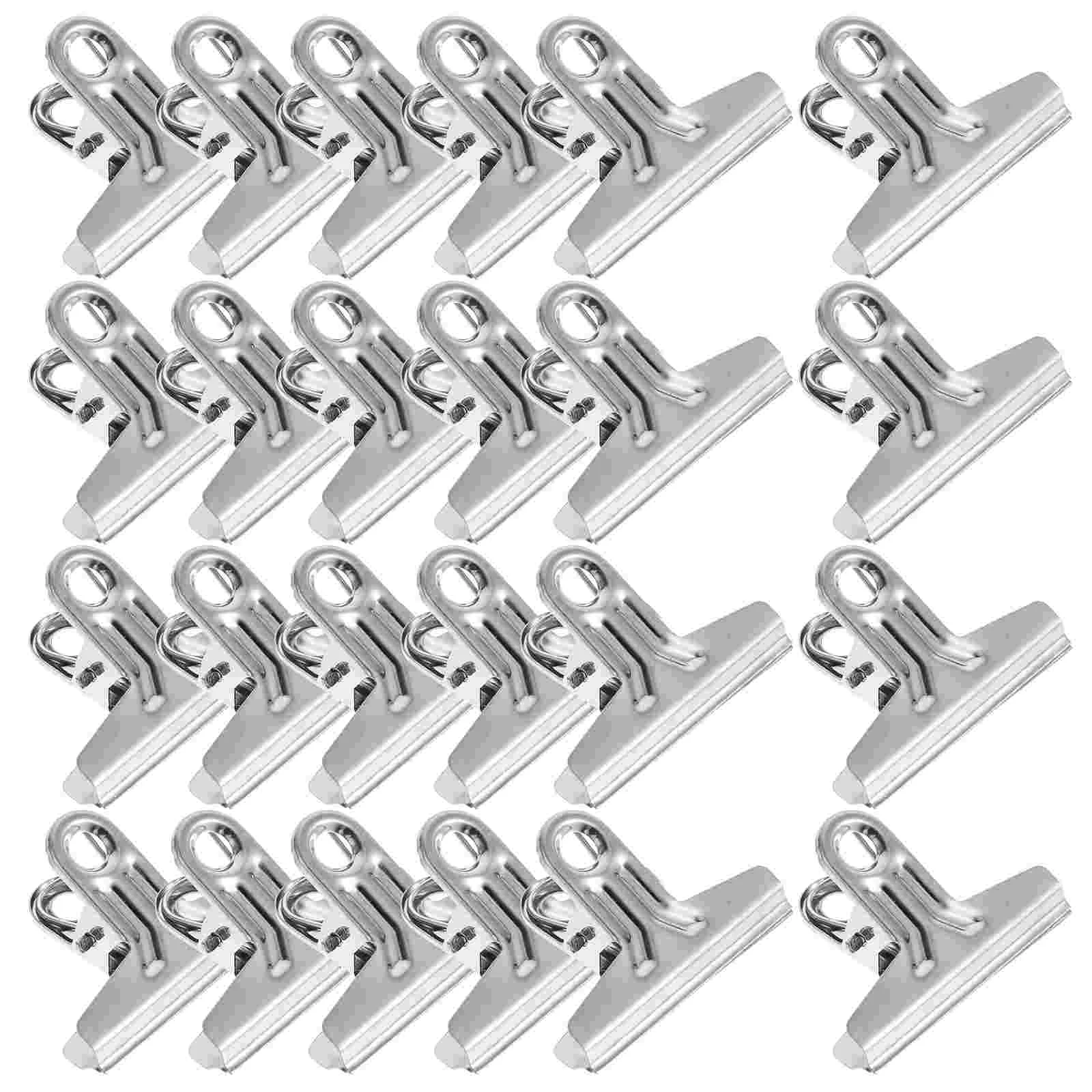 

25 Pcs Folder Sub Bill Binder Clips Paper Holder Stainless Steel Cubicle Portable