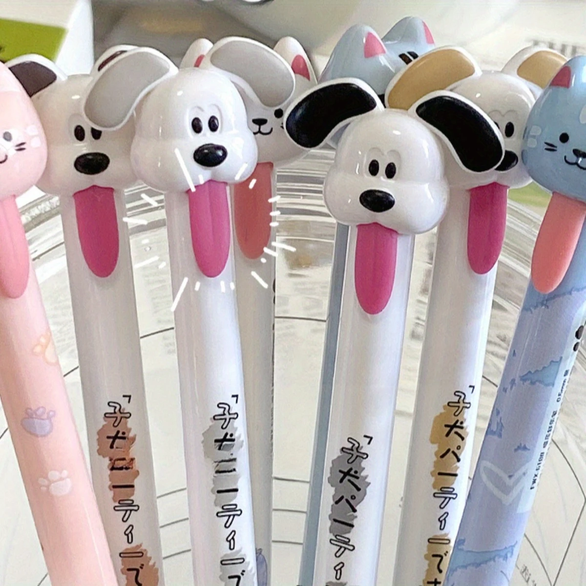 4Pcs 0.5mm Novelty Cute Dog Gel Pens Black Ink Writing Pen Set Plastic Creative Gel Pens for Office School Children Gift