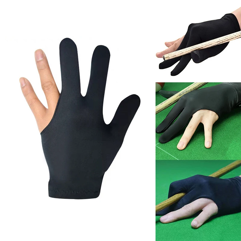 Guantes de billar elásticos antideslizantes de tres dedos, guantes de billar de dedo abierto, guantes de billar para ambas manos, 1Pc