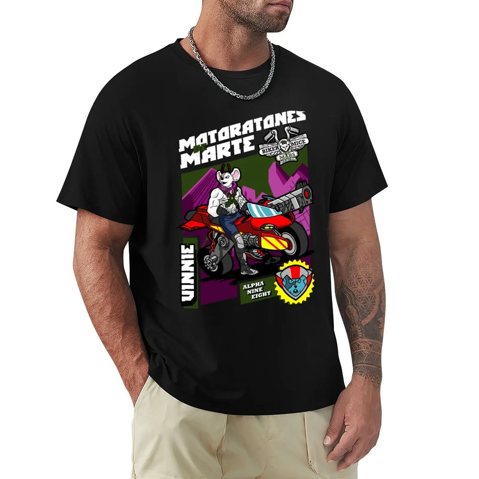 

Vinnie Bikers from Mars Art - футболка в стиле ретро с мультяшной байкерской мышью, большие размеры, футболки с рисунком баскетбола, мужская дизайнерская футболка