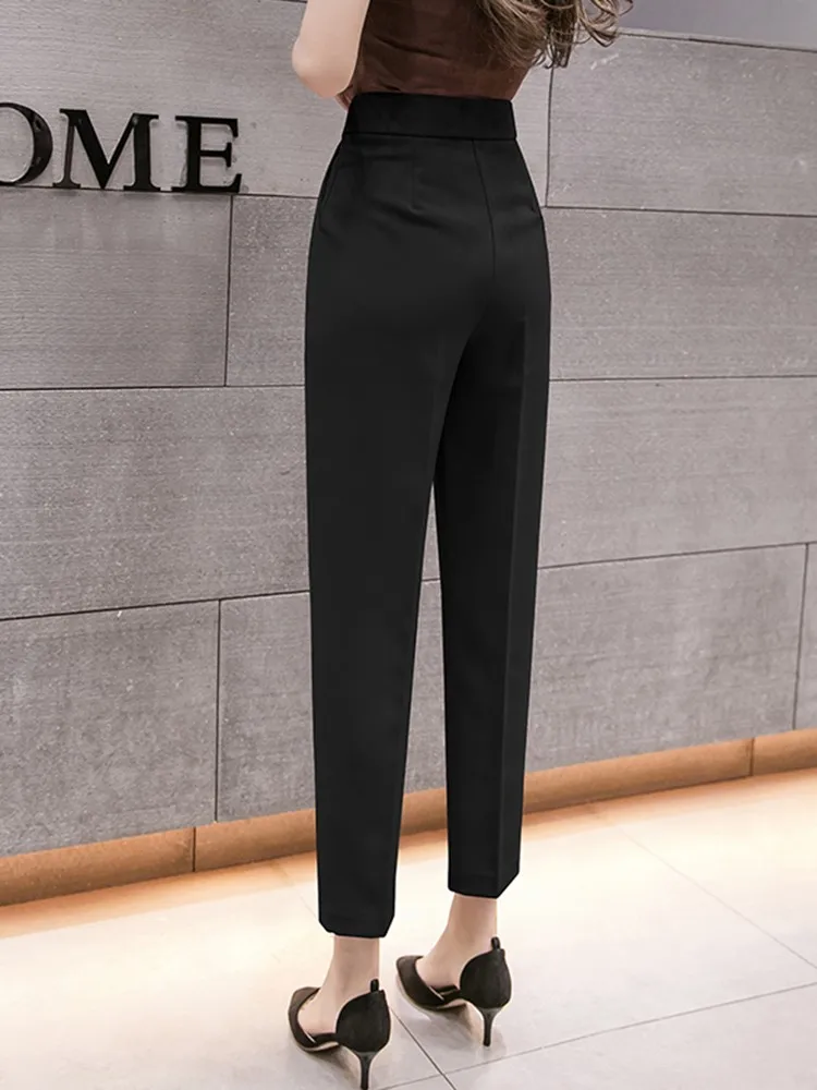 Office Lady Elegant Pencil Pants New 2022 Spring Korean Style All-match Straight High Waist Women Ankle-length Pants W1069