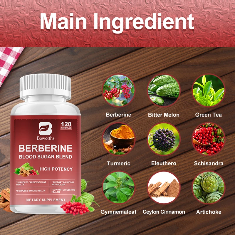 Beworths Bitter Gourd Berberine Capsule Blood Sugar Blend Healthy Cholesterol Blood Sugar and Cardiovascular Function