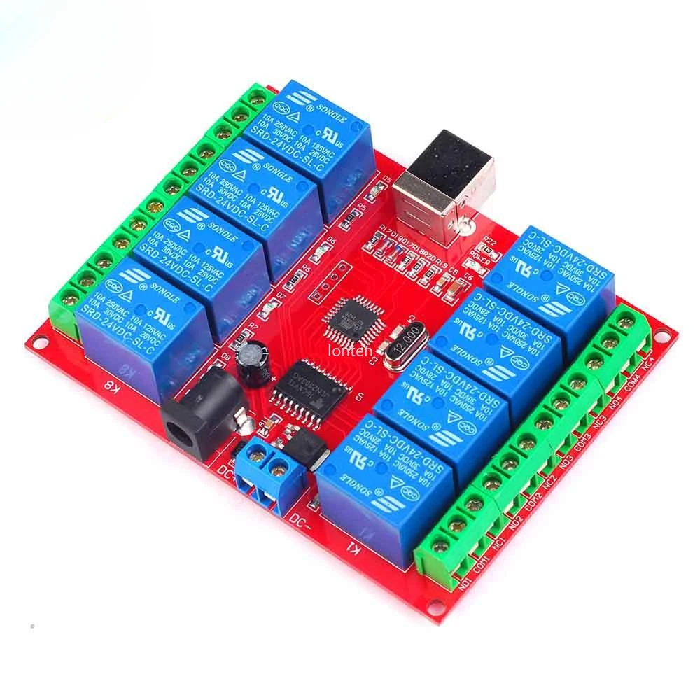 

5 Pcs/pack 8-channel 24V Computer USB Control Switch, Drive-free Relay Module PC Intelligent Controller, Red Board