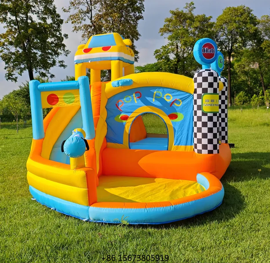 Indoor/Outdoor Racing Inflatable Bounce House Castle Combo with Slide Perfect Birthday Party Gift Including Blower for Kids
