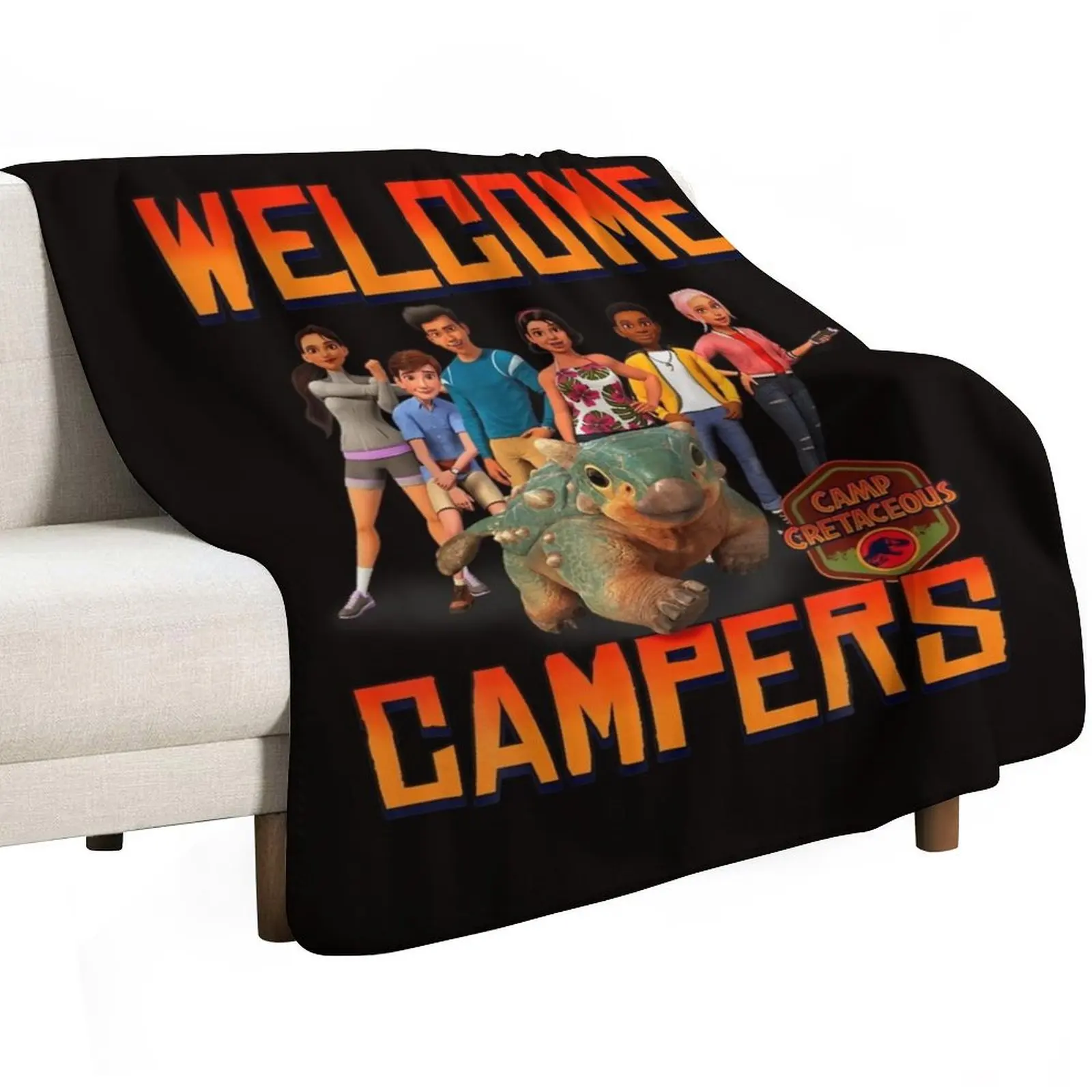 Jurassic World Camp Cretaceous Welcome Campers Group T Shirt Throw Blanket Cozy Throw Blanket Birthday Gift for Him Her
