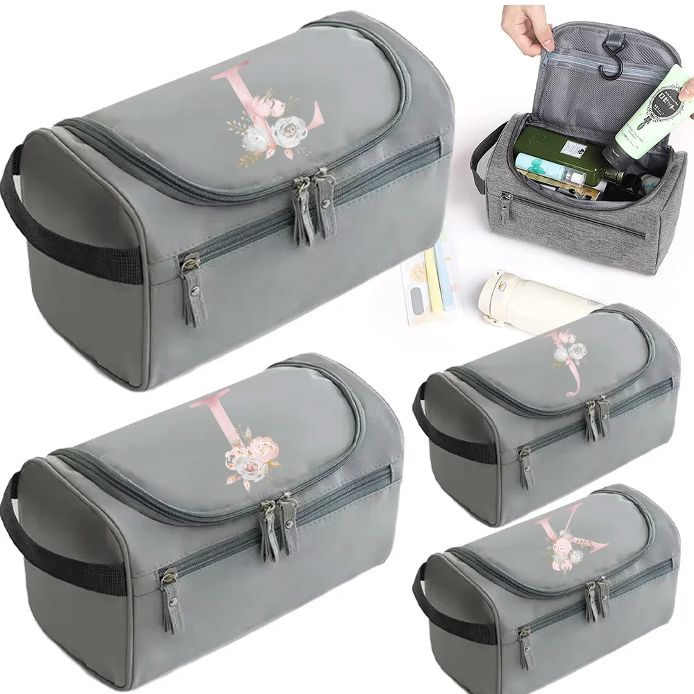 Wash Bag Accessory Storage Pink Flower Printing Series Essential for Travel Portable Make Up Organizer Luxurious Toiletry Bag