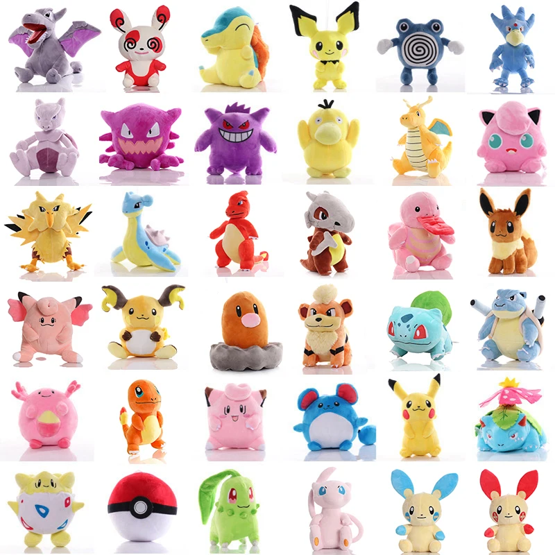 

20cm Pokemon Jigglypuff Raichu Pikachu Plush Toy Cartoon Blastoise Vulpix Togepi Poliwhirl Bulbasaur Anime Doll Gifts for Kids