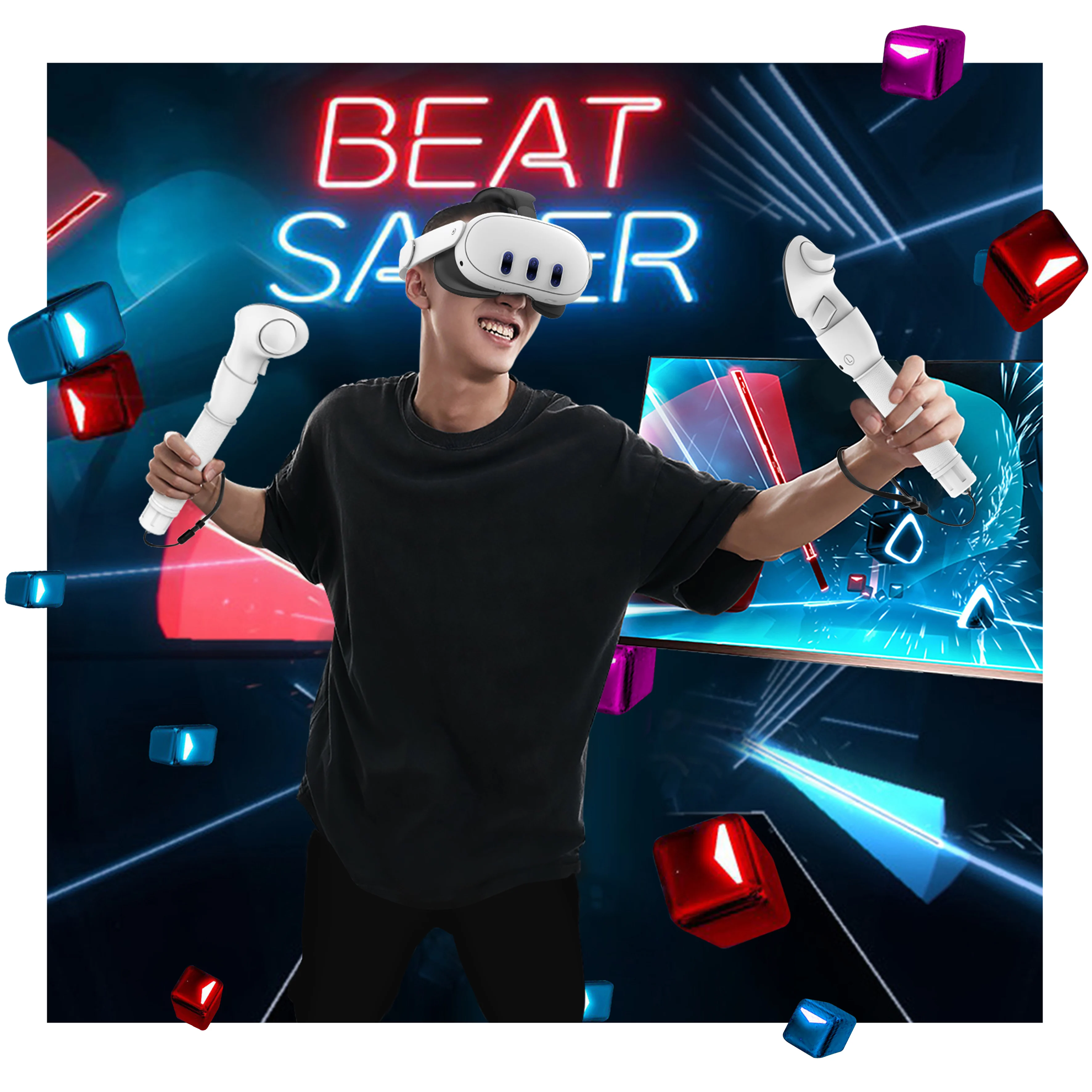 مقبض لملحقات وحدة التحكم Oculus Meta Quest 3/3S، مقابض أذرع طويلة لعلامة VR Gorlla لـ Meta Quest 3/3S Beat Saber Golf Club
