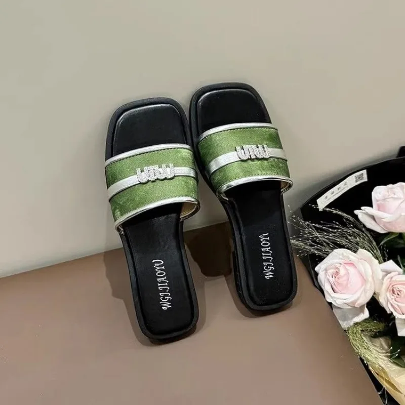 2024 Summer New National Style Outside Wear Flat High-grade with Skirt Fashion Slippers Holiday Style Casual Women's Slippers