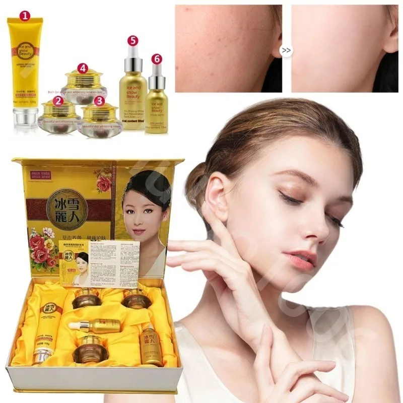 BINGXUELIREN Herbal Skincare Set Tender Whitening Magic Cream with Freckle Speckle Moisturizing Formula for Beautiful Radiant