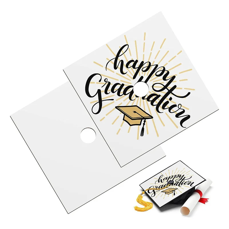 Sublimation Blanks Graduation Topper Heat Transfer Plate, MDF Adhesive Grad Hat Topper Decorations for Party Supplies 2