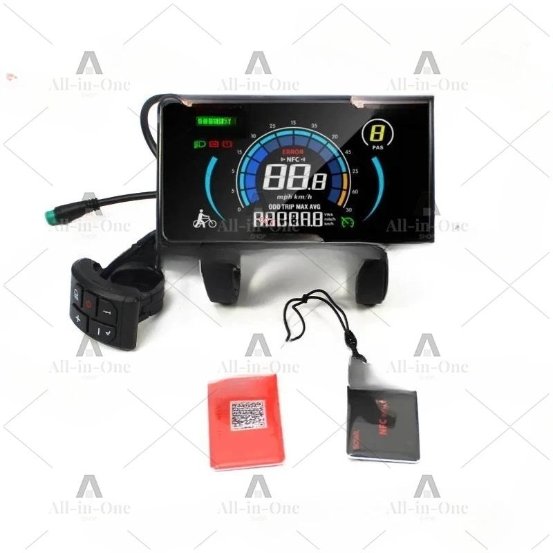 display-lcd-da-4-pollici-per-e-bike-24v-72v-con-sistema-nfc-di-accensione-spegnimento-sensore-luce-display-808-tachimetro-e-indicatore-batteria