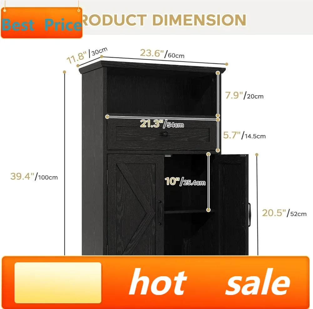 

Хит продаж: Шкаф для хранения в стиле фермерского дома с дверцами-амбарными воротами, регулируемой полкой, органайзер для нескольких комнат 11.81x23.62x39.37