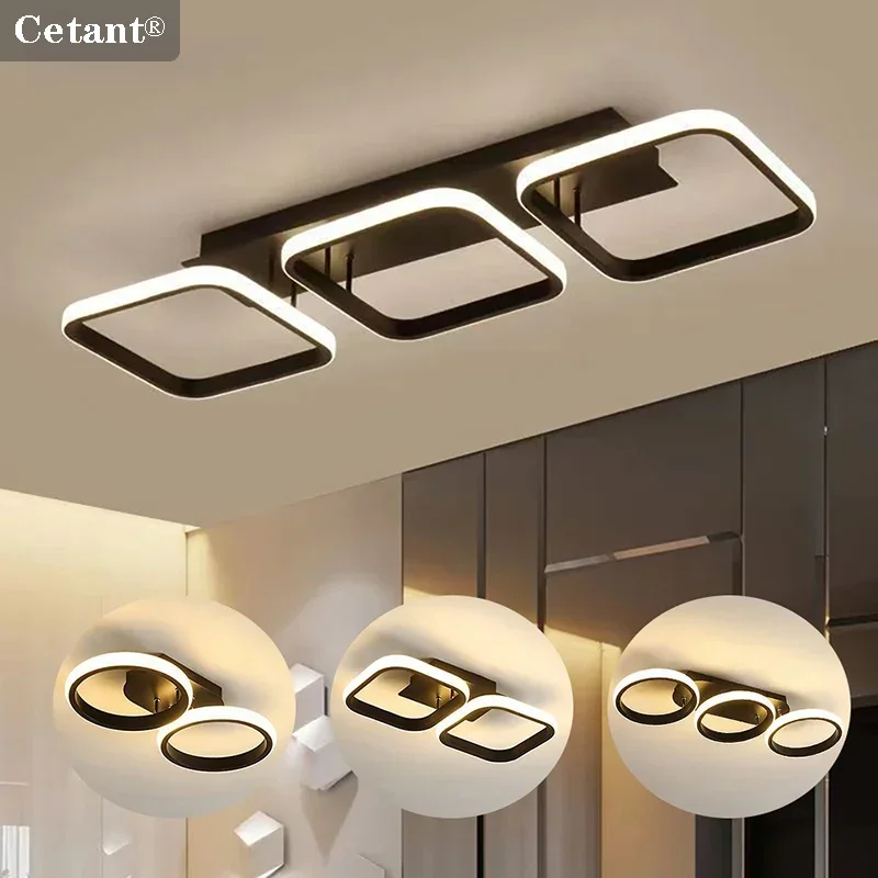 Modern LED Ceiling Light Square Ring Round Ring Bedroom Kitchen Balcony Corridor Stairwell Lighting 2/3 Heads Home Led Lighting