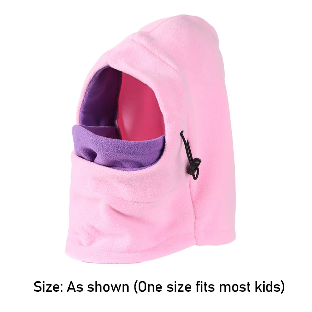 1Pc Winter Kids Balaclava Hat Fleece Thermal Children Cap Neck Warm Full Face Ski Mask Hood Cap Boys Girls Outdoor Caps 5 Colors