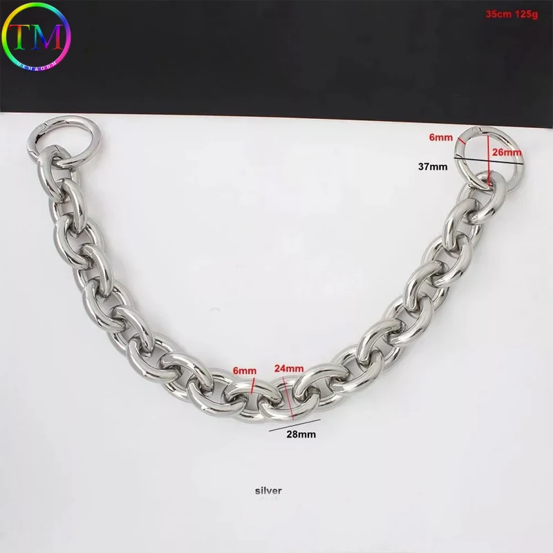 30-120CM 24mm Wide Aluminum Chain With Round Spring Rings For Necklace Belt Hand-Woven Bags Shoulder Crossbody Strap Accessories