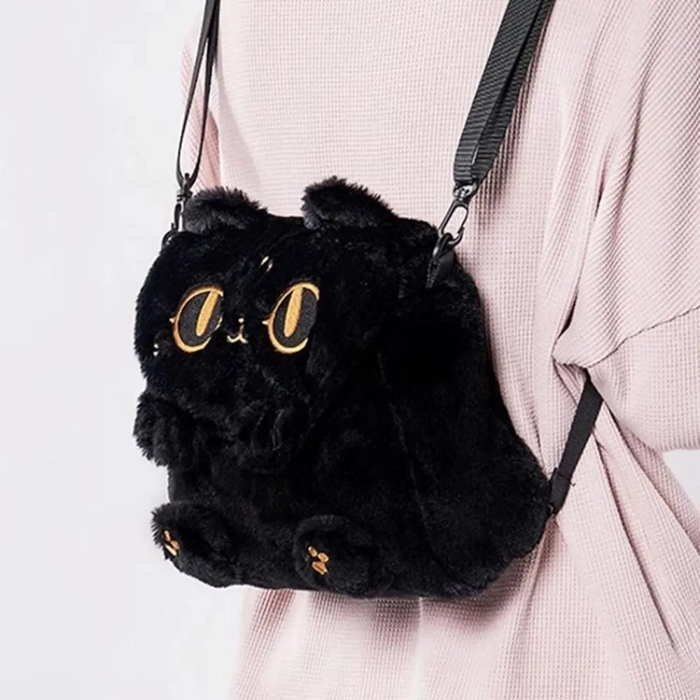 حقيبة ظهر دمية على شكل قطة كرتونية قطيفة ، حقيبة حرم جامعية بسعة كبيرة وبساطة ، غطاء قابل للتنقل ، حقيبة بفتحة قطرية ، حقيبة تسوق ناعمة