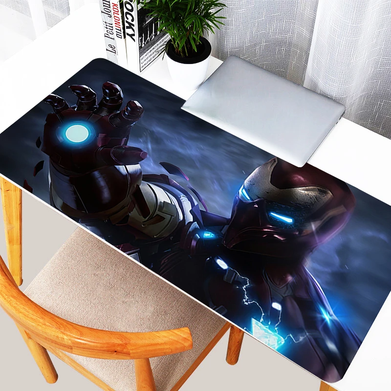 لوحة ماوس أنيمي ألعاب لوحة ماوس ألعاب HD طباعة الرجل الحديدي حصيرة مكتبية أبيض وأسود تلعب حصيرة مكتب خزانة الكمبيوتر لوحة المفاتيح #3