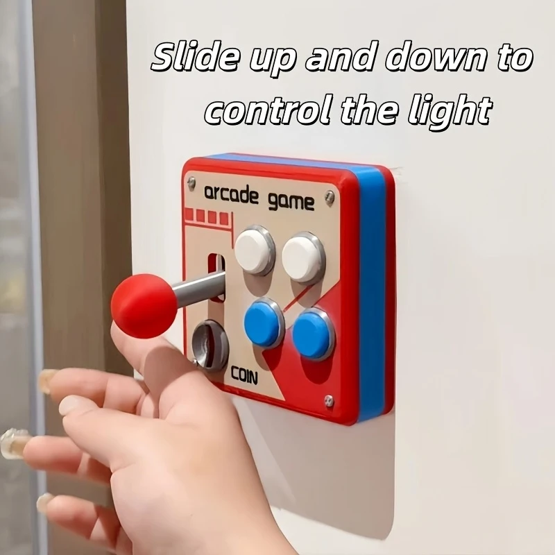 Arcade Joystick Style Light Switch Panel, Retro Game Lever Wall Switch Decor Cover, Funny Esports Room Decor Sliding Toggle