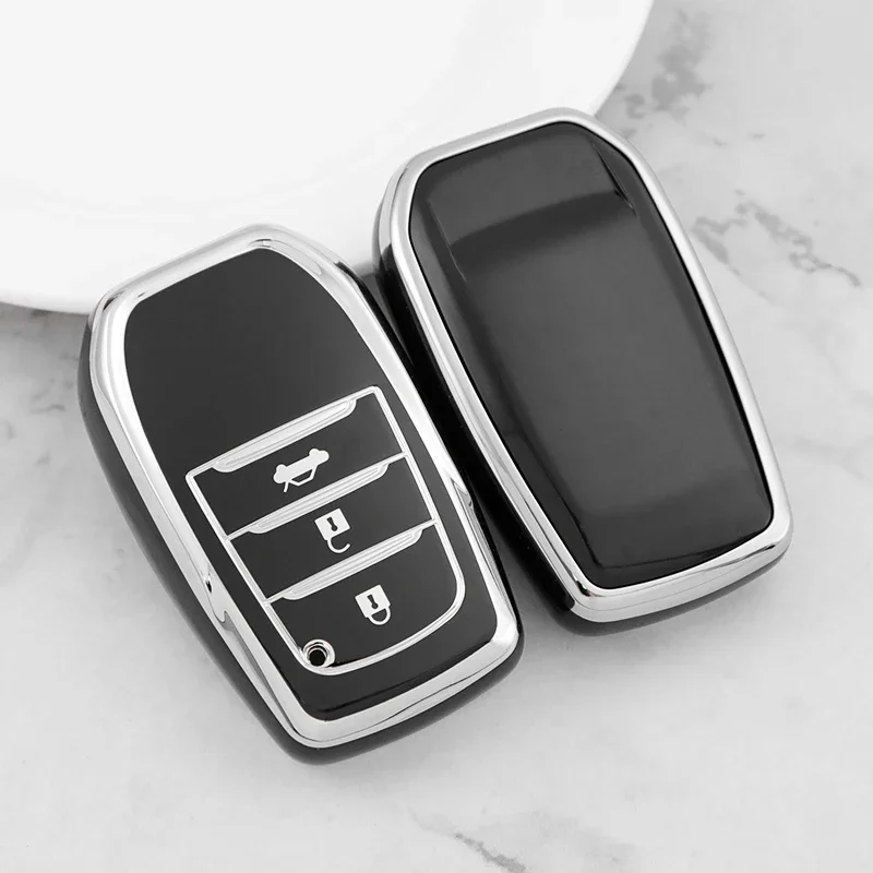 Silver Tpu Car Key Case Cover Shell for Toyota Fortuner Rav4 Highlander Yaris Auris Camry Land Cruiser Prado 150 Mark X Venza