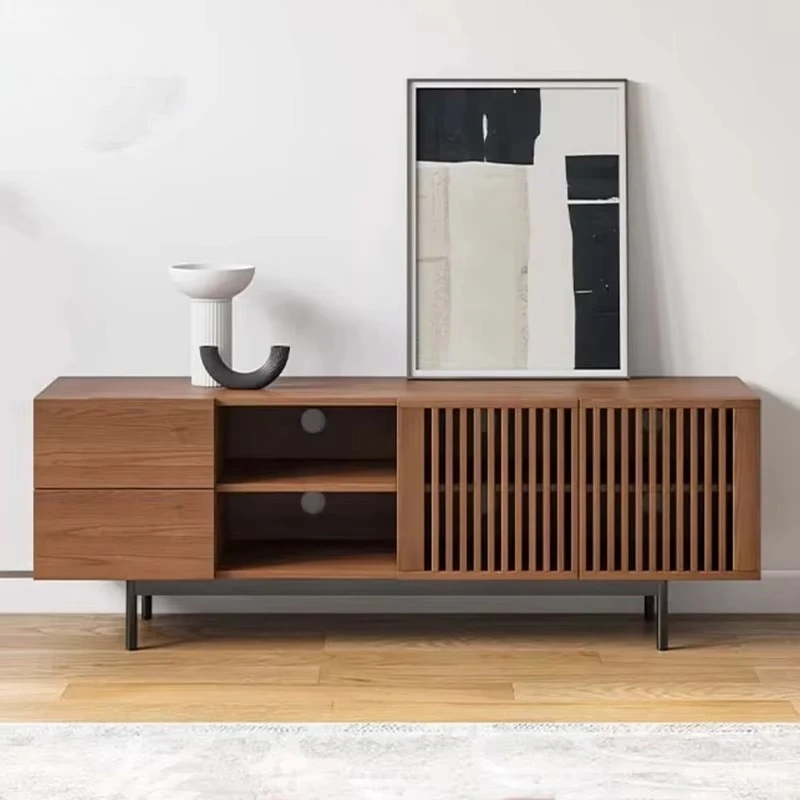 

##Light Luxury Retro Walnut Color TV Cabinet Living Room Home Minimalism Storage TV Cabinet