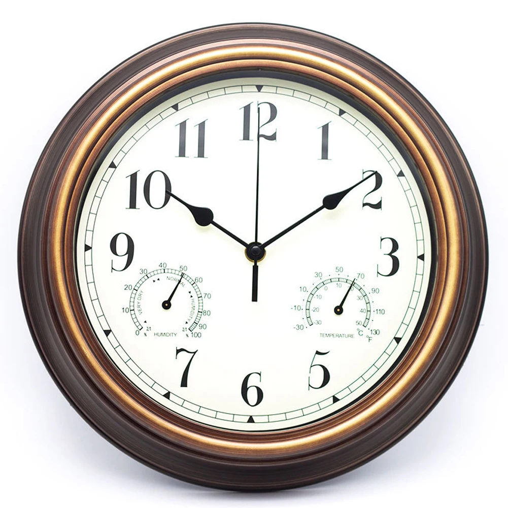 

Charming Garden Clock Decoration Hygrometer Outdoor Climate Monitor 12 Inches 12 Inch Wall Clock Built-in Thermometer