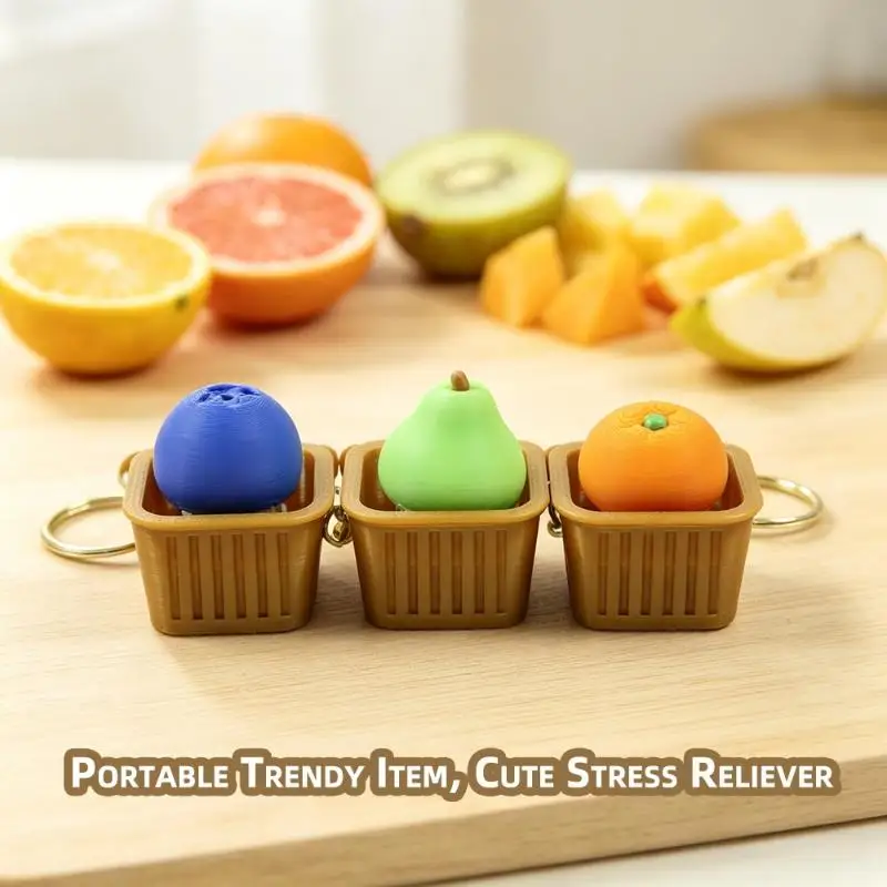 1 Stück 3D-gedruckter Frucht-Clicker-Schlüsselanhänger, niedliches PLA-Fidget-Spielzeug mit Druckknopf, tragbarer Stressabbau-Anhänger für Tasche und Schlüsseldekoration – Detail 10