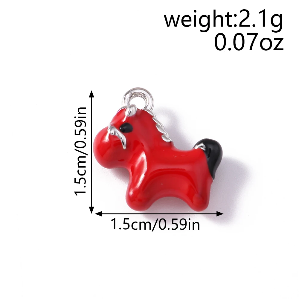 Leslie 5 Stück 15 mm süße Kawaii Red Horse Charms für Anhänger Halskette Ohrringe Armband DIY Schmuckherstellung Zubehör – Detail 1