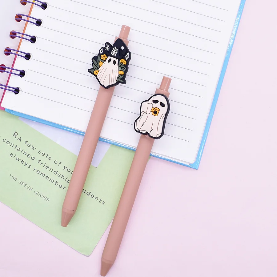 1/9 قطعة قلم حبر جاف للهالوين يمكنك صنعه بنفسك من البلاستيك الإبداعي اللطيف الكرتوني قلم ضغط للطلاب اللوازم المكتبية المدرسية