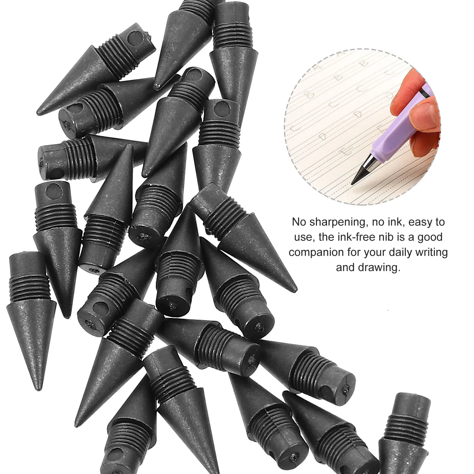 No-Sharpening Eternal Pencil Nib, Lápis HB Substituível, Papelaria Esboço, Material Escolar, Acessórios de Escrita, 30pcs