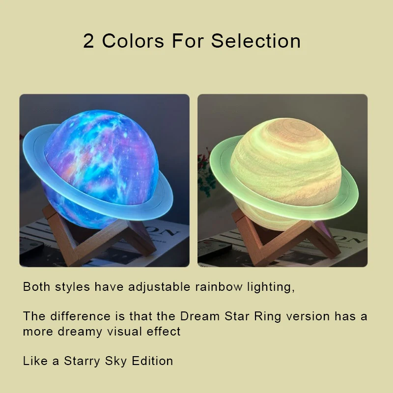 Saturn Bluetooth Speaker Night Light, Romantic Colorful Lights, Bluetooth 5.0, Home Decor Ornament Gift, Bedroom HiFi Lighting
