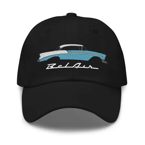 Boné de Colecionador de Carros Antigos 1956 Chevy Bel Air Turquesa 56 Belair