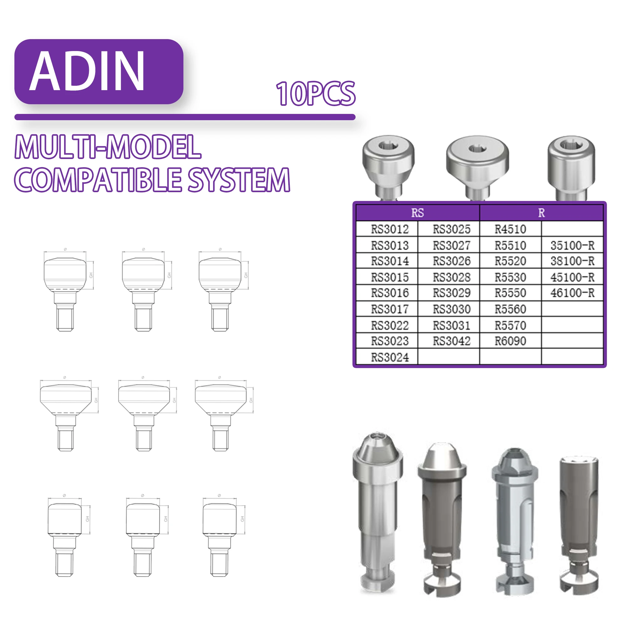 

10Pcs Dental Titanium Alloy Healing Abutment High Quality for Dental Adi Implant System Clinic Surgical Accessorie