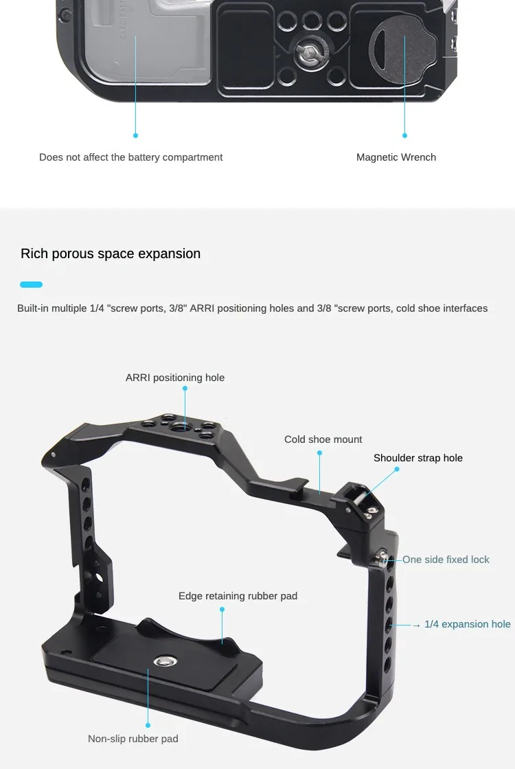 Für Canon EOS R8 DSLR Kamera Käfig Rig Top Griff Grip Kalten Schuh Montieren 3/8 "1/4" ARRI Stativ video Schutz Gehäuse Fall – Detail 13