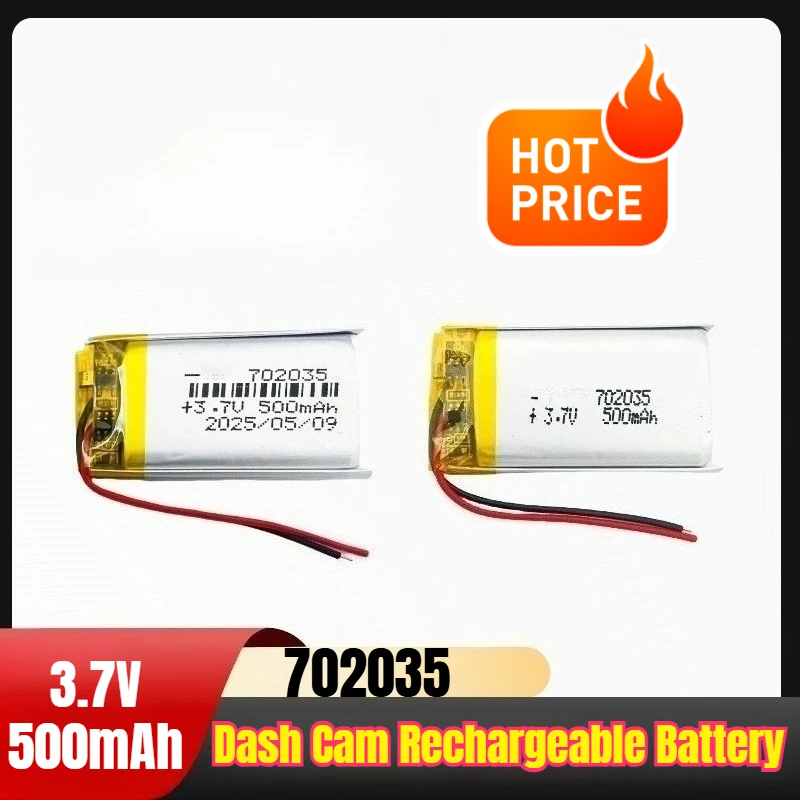 

3.7V 500mAh 702035 Dash Cam Rechargeable Battery