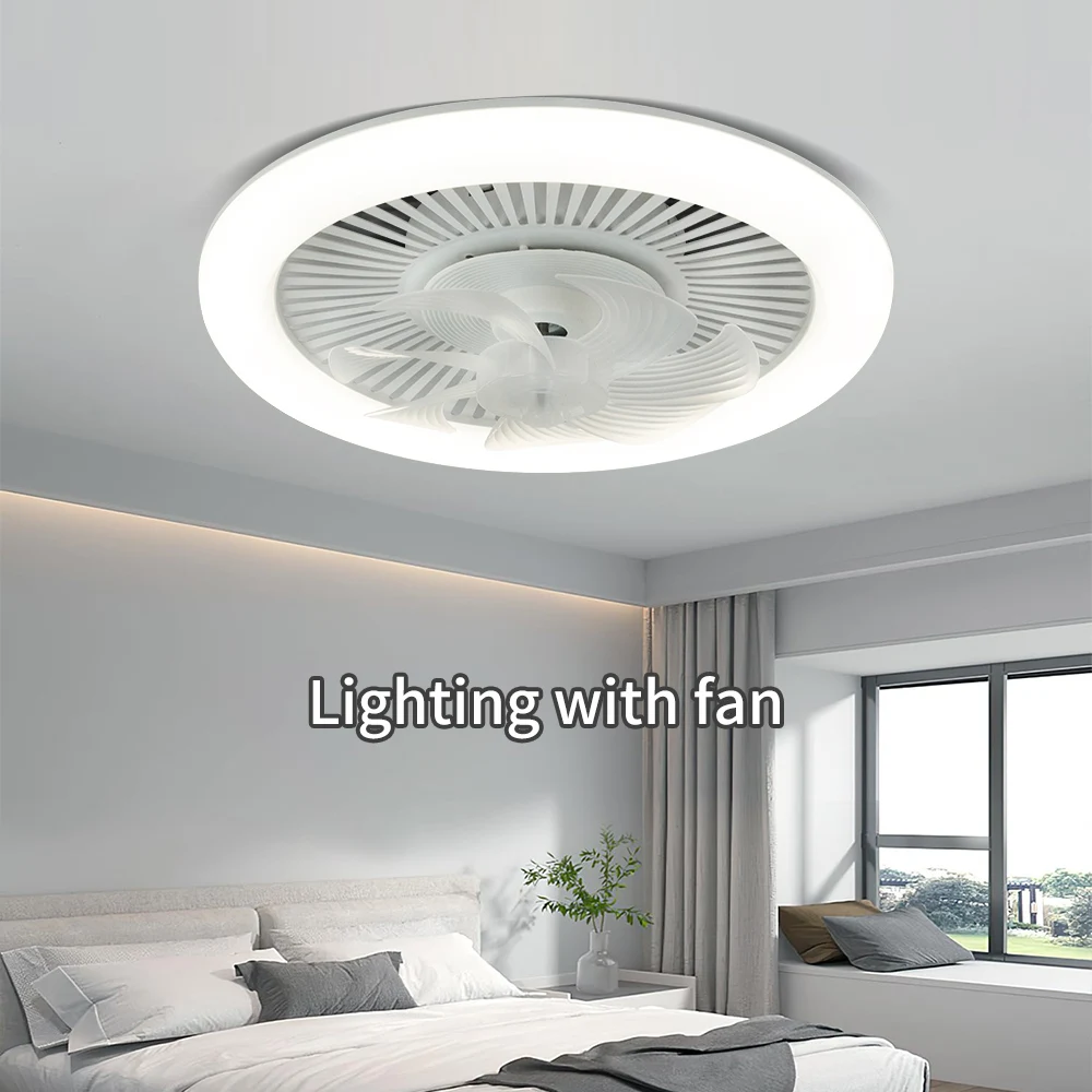 

Modern Lighting Ceiling Fan, Embedded LED Ceiling Light, Silent DC Motor, 3-color, Dining Room, Bedroom and Living Room Lights