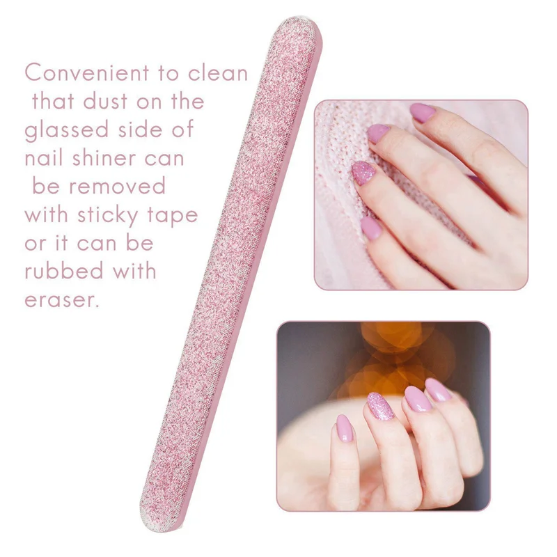 AA20-4X 유리 네일 파일 크리스탈 네일 샤이너 나노 미니 버퍼 블록 (휴대용 케이스 포함) 천연 손톱용