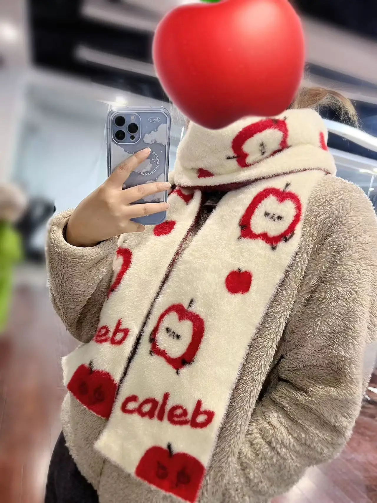 En Stock écharpe amour et espace profond Caleb pomme écharpe nouvel an chaud hiver écharpe en plein air cou couverture écharpe Anime jeu enfants cadeaux