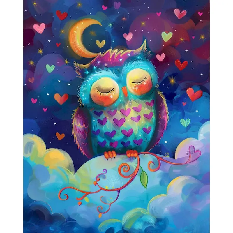 

GATYZTORY Modern Painting By Numbers Animals On Canvas Wall Decors Gift Canvas Painting Paint Sleeping Owl Adults Craft