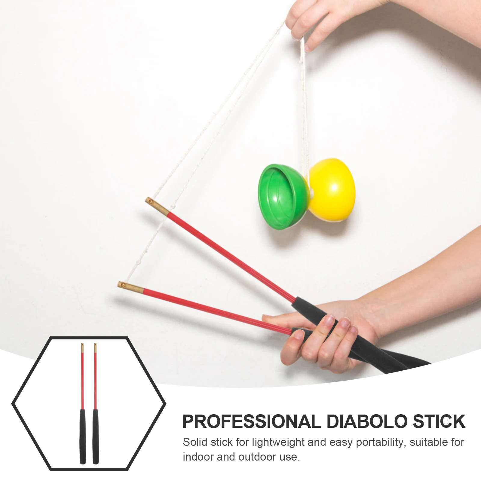 

1 Pair 35cm Anti-slip Handle Solid Diabolo Sticks Glass Fiber Pole Copper Head Line Hole Juggling Stick Chinese Diabolo Elderly